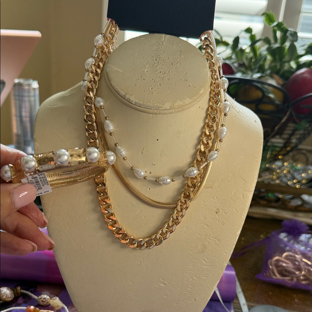 Southern Living Gold And Pearl Necklace Set